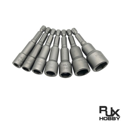 RJX 1/4 Inch 6.35mm 7pcs 6.0 / 7.0 / 8.0 / 9.0 / 10 / 12 / 14mm Nut Drivers