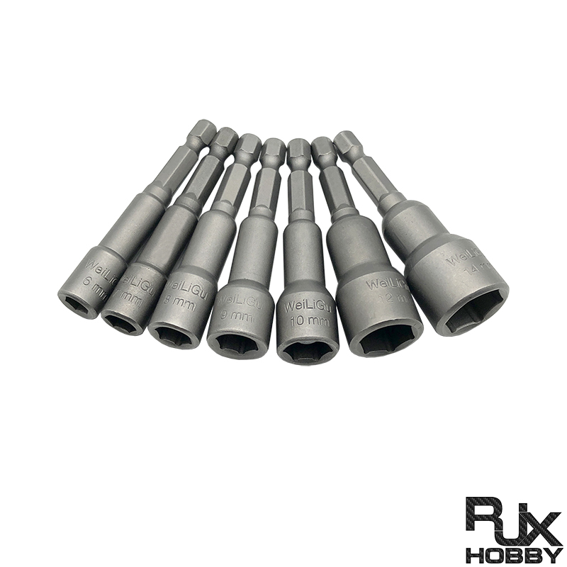 RJX 1/4 Inch 6.35mm 7pcs 6.0 / 7.0 / 8.0 / 9.0 / 10 / 12 / 14mm Nut Drivers