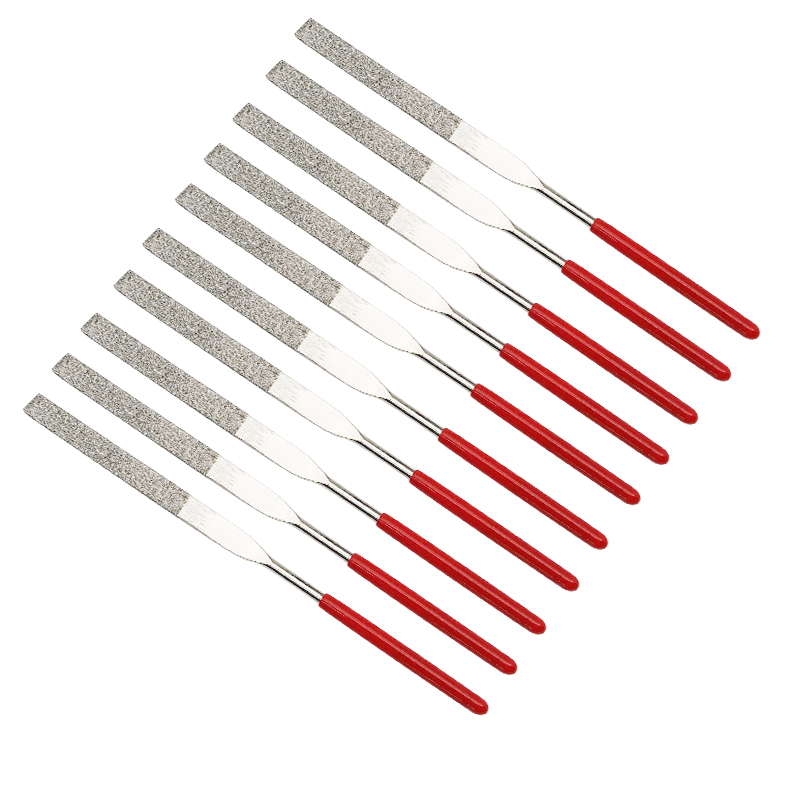 RJX 10Pcs 140mm Round Diamond Needle File / Flat Diamond Needle File