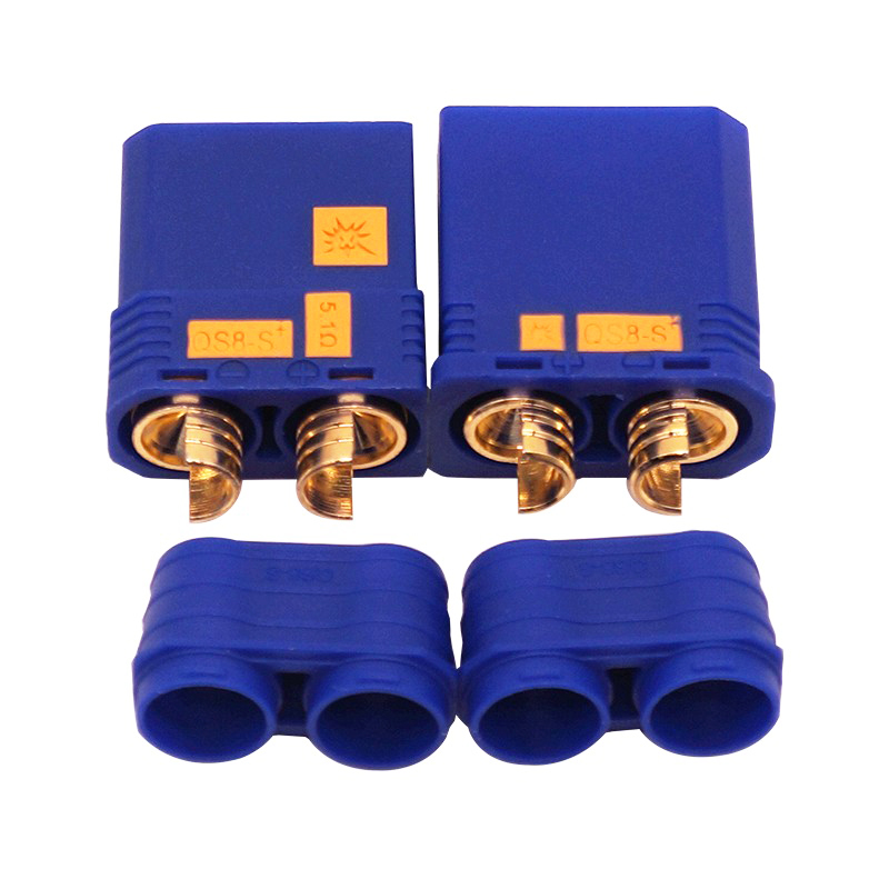 RJX 1pair QS8-S Lengthen Anti-spark Battery Connector Large Current Golden Plated Male Female Plugs with Sheath