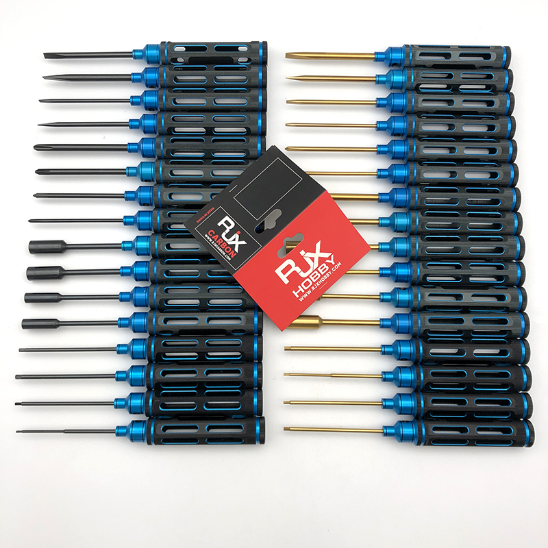RJXHOBBY upgraded HSS titanized Hex /Nut/ Phillips/ Flat Screwdriver 16 pcs kits