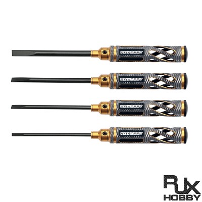 RJXHOBBY Light Knurled Grip HSS titanized Flat Head Screw driver Tools 3.0/4.0/5.0/5.8mm for RC Models Car Boat Airplane
