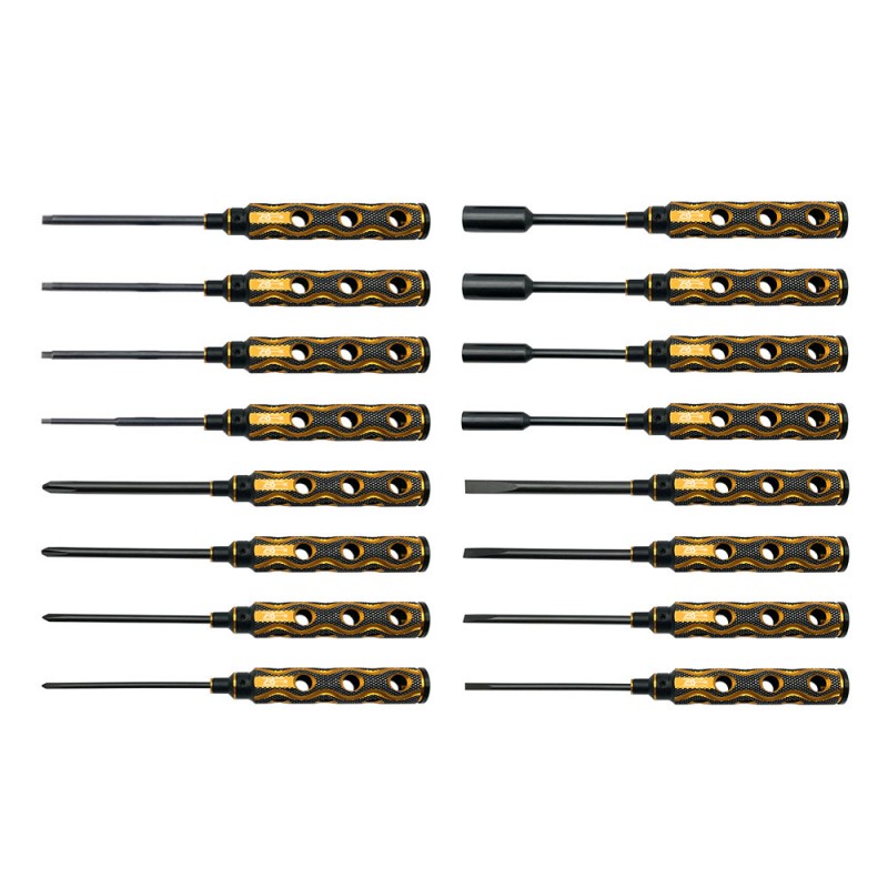 RJXHOBBY Hex /Nut/ Phillips/ Flat Screwdriver 16 pcs kits