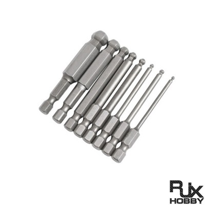 RJX 8pcs S2 1/4 Inch 6.35mm Ball Point Bits Set Screwdriver Bit Ball End Hex Allen Bit wrench Tool