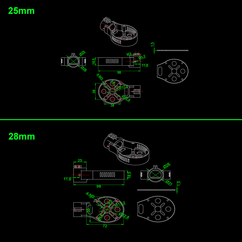 RJXHOBBY 1pcs 25/28/30mm CNC Carbon Tube Motor Base Seat Motor Mount Holder Mounting Plate for FPV RC Quadcopter Multicopter
