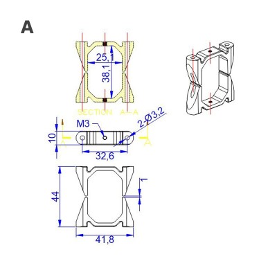 RJX 25x38mm octagonal shape Tube and Tube Clamp
