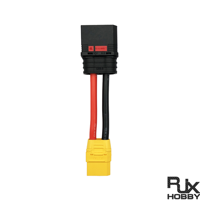 RJX 1pcs QS8-S Male to XT90 Plug Female Connector with 10AWG 50mm Wire