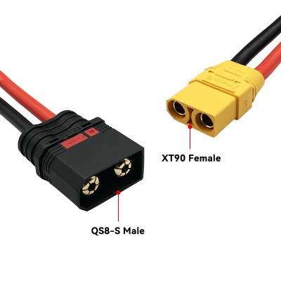 RJX 1pcs QS8-S Male to XT90 Plug Female Connector with 10AWG 50mm Wire