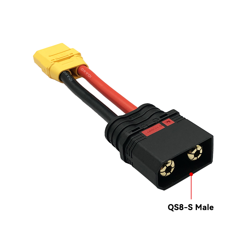 RJX 1pcs QS8-S Male to XT90 Plug Female Connector with 10AWG 50mm Wire