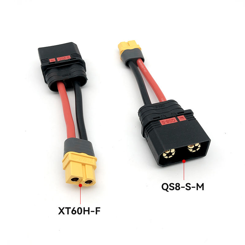 RJX 1pcs QS8-S Male to XT60H Plug Female Connector with 12AWG 50mm Wire