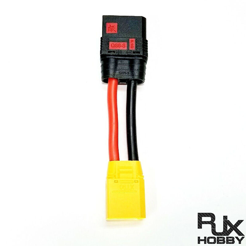 RJX 1pcs QS8-S Female to XT90 Plug Male Connector with 10AWG 50mm Wire