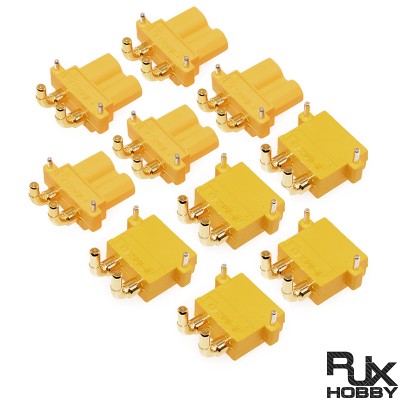 RJX 5 Pairs Amass XT30PW ESC Motor PCB board plug Banana Golden XT30 Upgrade Right Angle Plug Connector for RC Mode