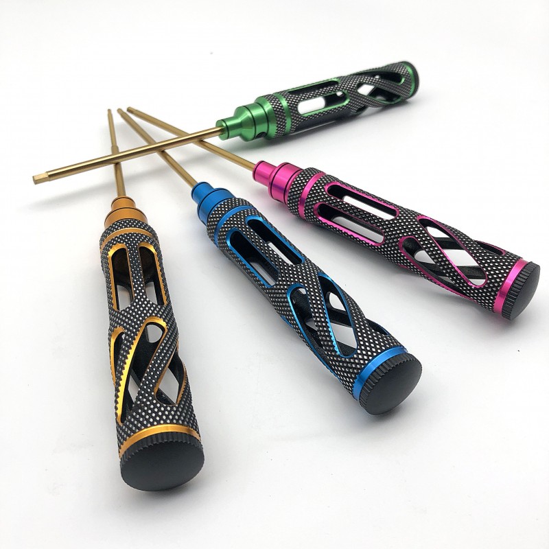 RJXHOBBY Green Supper Light Knurled Grip HSS titanized Hex Screw driver Tools 1.5mm / 2.0mm / 2.5mm / 3.0mm