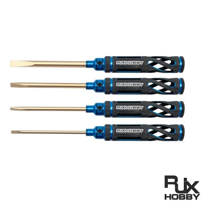RJXHOBBY 4pcs HSS titanized Flat Head Screw driver Tools 3.0mm  4.0mm  5.0mm  5.8mm for RC Models Car Boat Airplane