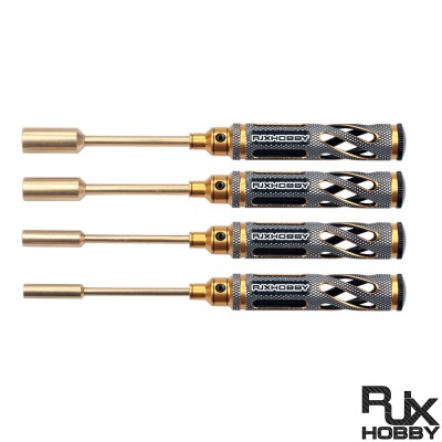 RJX Gold Supper Light Knurled Grip HSS titanized 4.0 5.5 7.0 8.0 Nut Drivers for FPV RC Models Car Boat Airplane