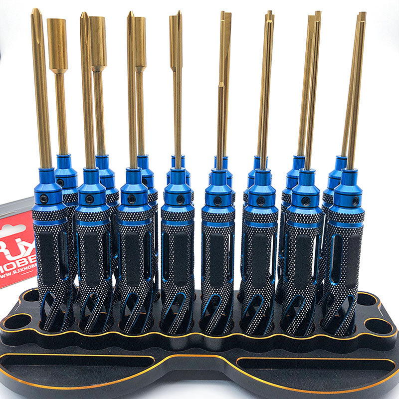 RJXHOBBY 4pcs HSS titanized Flat Head Screw driver Tools 3.0mm  4.0mm  5.0mm  5.8mm for RC Models Car Boat Airplane