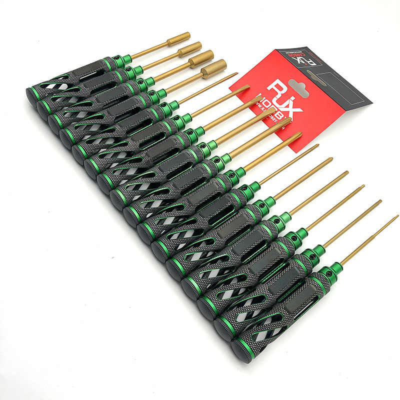 RJXHOBBY Green Supper Light Knurled Grip HSS titanized Hex Screw driver Tools 1.5mm / 2.0mm / 2.5mm / 3.0mm