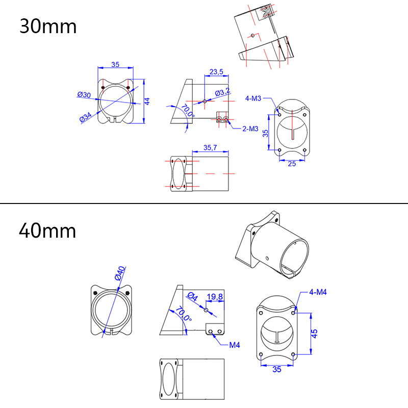 RJX 1pcs 20mm 25mm 30mm 40mm Uav Tripod Aluminum Tilt Fixed Seat Landing Gear Connector 