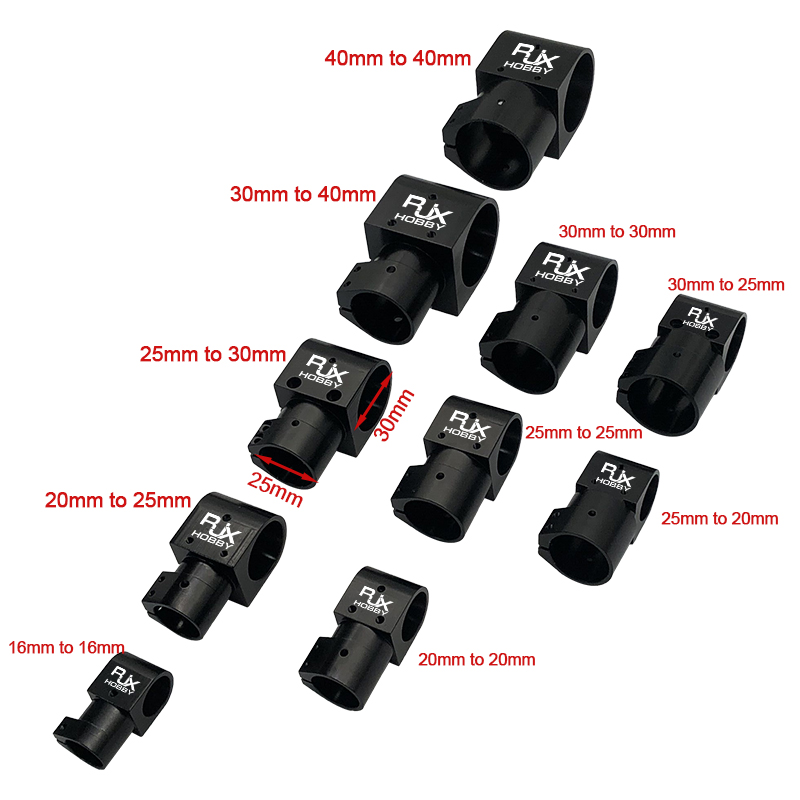 RJX 1pcs 16,20,25,30,40 Landing Gear Aluminum Alloy Tee Tripod Carbon Fiber Tube Connector For Agriculture Drone UAV