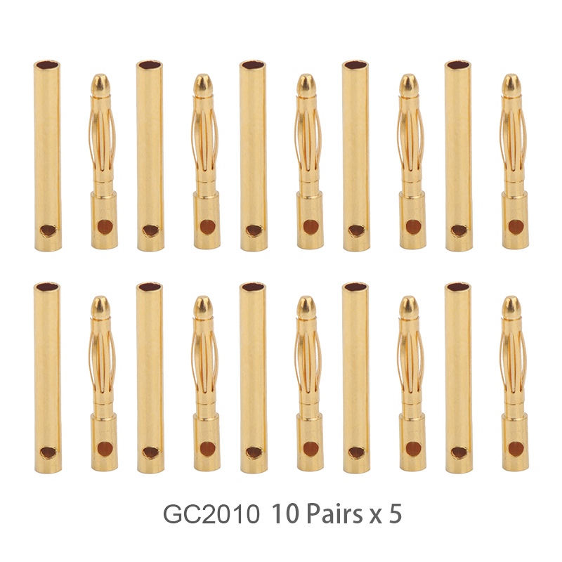 RJX 50 Pairs 2.0mm Gold Bullet Banana Connector Plug 2mm Male & Female Bullet Connector 