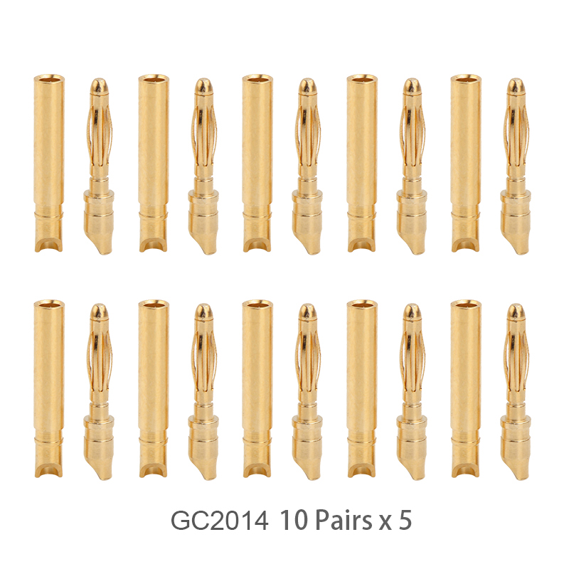 RJX 50 Pairs 2.0mm Gold Bullet Banana Connector Plug 2mm Male & Female Bullet Connector 