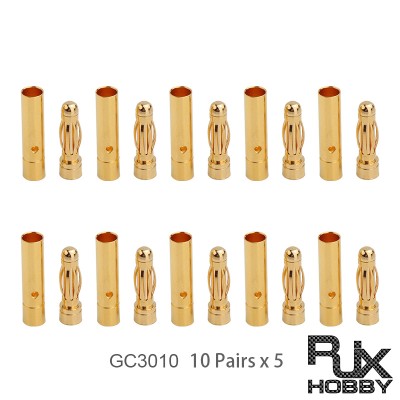 RJX 50 Pairs 3.0mm Gold Bullet Banana Connector Plug 3mm Male & Female Bullet Connector