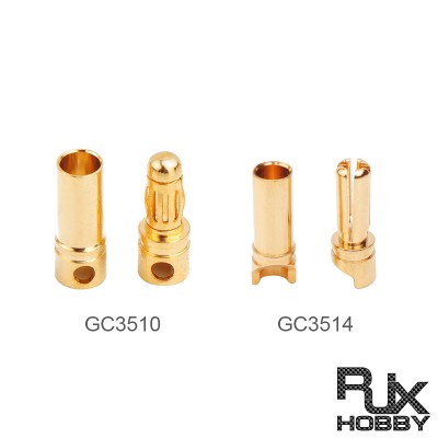 RJX 50 Pairs 3.5mm Gold Bullet Banana Connector Plug 3.5mm Male & Female Bullet Connector