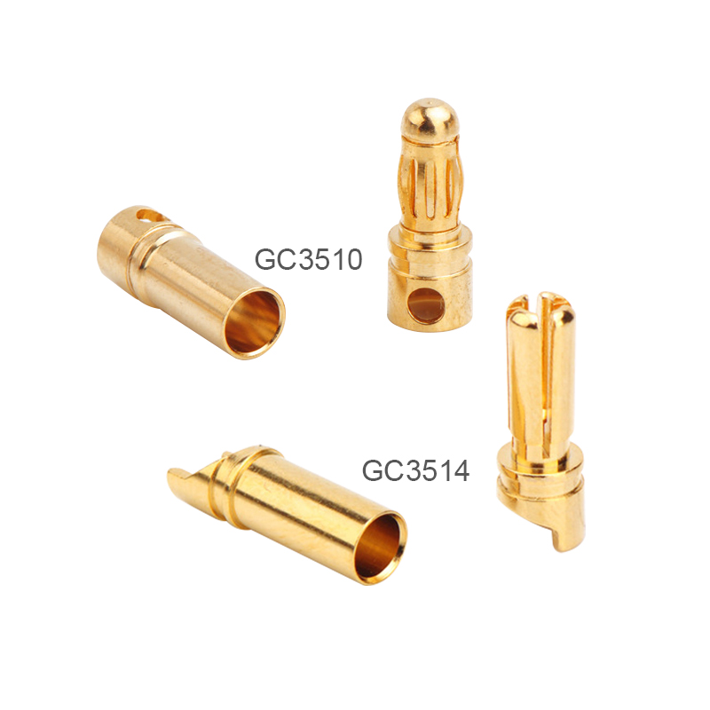 RJX 50 Pairs 3.5mm Gold Bullet Banana Connector Plug 3.5mm Male & Female Bullet Connector