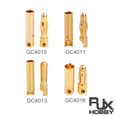 RJX 50 Pairs 4.0mm Gold Bullet Banana Connector Plug 4mm Male & Female Bullet Connector