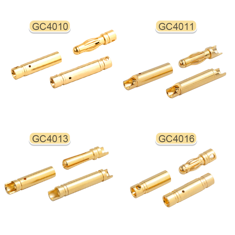 RJX 50 Pairs 4.0mm Gold Bullet Banana Connector Plug 4mm Male & Female Bullet Connector
