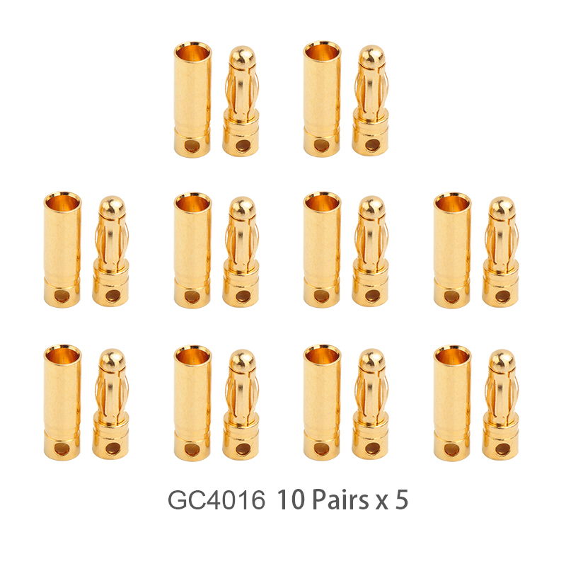 RJX 50 Pairs 4.0mm Gold Bullet Banana Connector Plug 4mm Male & Female Bullet Connector