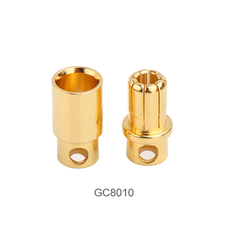 RJX 10 Pairs 8.0mm Gold Bullet Banana Connector Plug 8mm Male & Female Bullet Connector