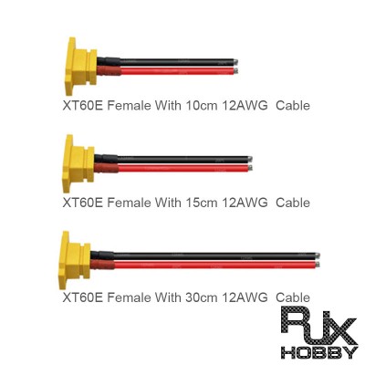 RJXHOBBY 1pcs XT60E Female Connector With 12AWG  Cable For RC Models Drone