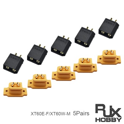 RJX 5pairs Amass XT60E-F Female + XT60W-M Male Battery Connecting Adapter