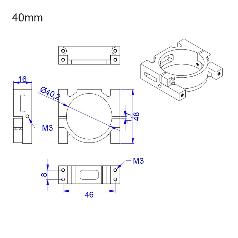 RJXHOBBY 1pcs 40mm Clip Pipe Tube Clamp