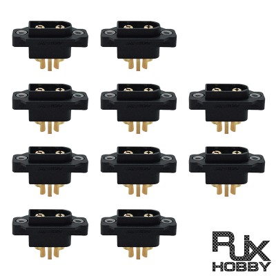 RJXHOBBY 10pcs XT60IE-M Battery Plug Can be Fixed XT60IE Male Gold-Plated Connector with Nuts DIY Connecting Parts