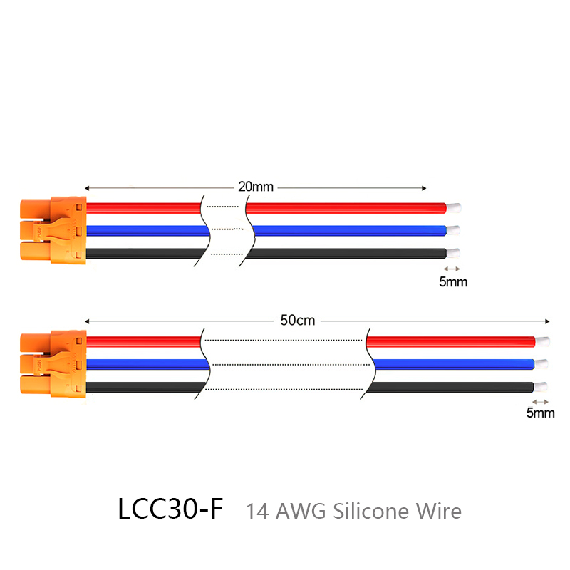 RJXHOBBY LCC30 Female Male Connector With 14AWG Cable