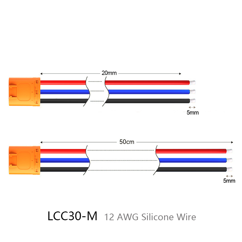 RJXHOBBY LCC30 Female Male Connector With 12AWG Cable