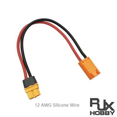 RJX 1pcs XT60 Female to LCB30 Male Extension Adapter 12AWG Wire 