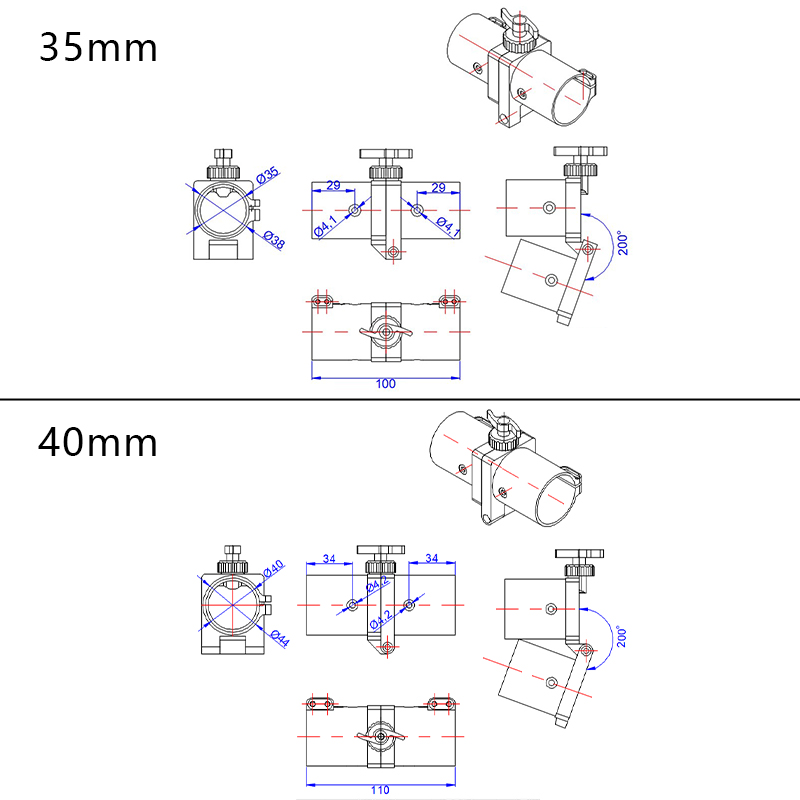 RJXHOBBY 1pcs 35mm 40mm 45mm Aluminum Folding Arm for Tube Joint Hinge  UAV Multicopter Drone