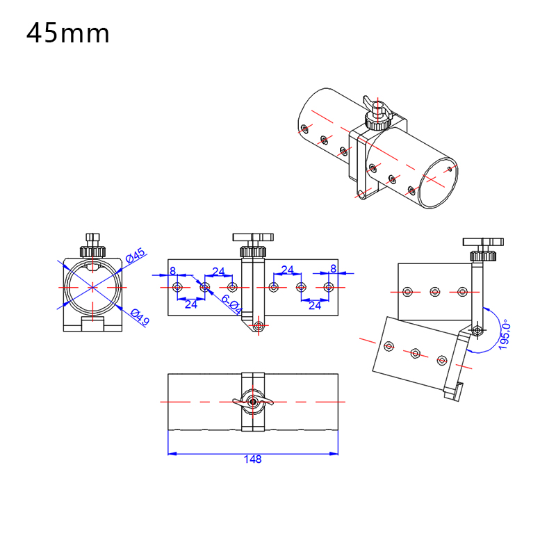 RJXHOBBY 1pcs 35mm 40mm 45mm Aluminum Folding Arm for Tube Joint Hinge  UAV Multicopter Drone