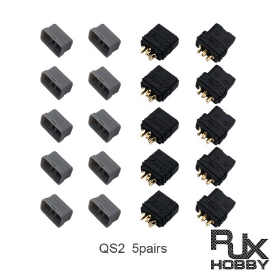 RJXHOBBY 5pairs QS2 2mm Anti Spark Male & Female 2P 30A Plated Bullet Connector Plug with Signal Pin 