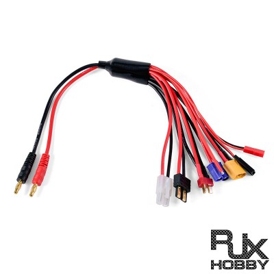 RJX 1pcs 8 in1 RC Charger Adapter Connector 4.0mm Banana Connector To EC3 XT60 JST TRX Tamiya Futaba T Plug Lead Wire