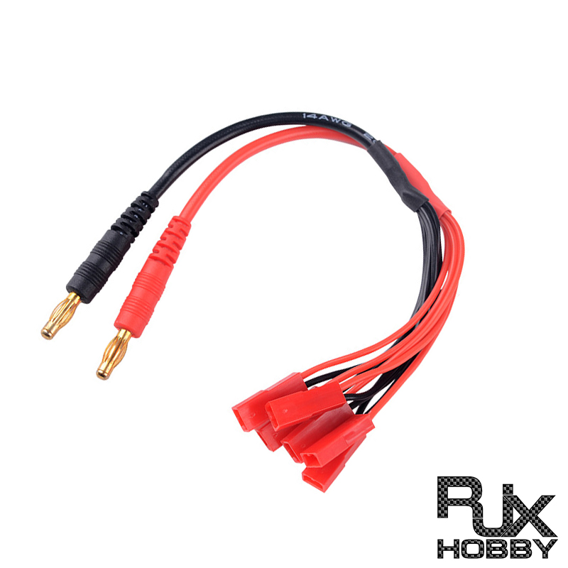RJX 1pcs 6 in 1 4mm Banana Bullet Plug JST Connector Parallel Adapter Charge cable 