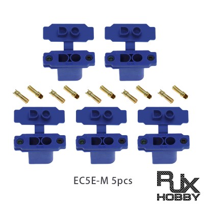 RJX 5pcs EC5E Male Panel can Fixed Gold-plated Banana Plug Battery Connector Dust Cap for RC Aircraft Drone
