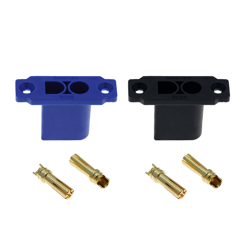 RJX 5pcs EC5E Male Panel can Fixed Gold-plated Banana Plug Battery Connector Dust Cap for RC Aircraft Drone