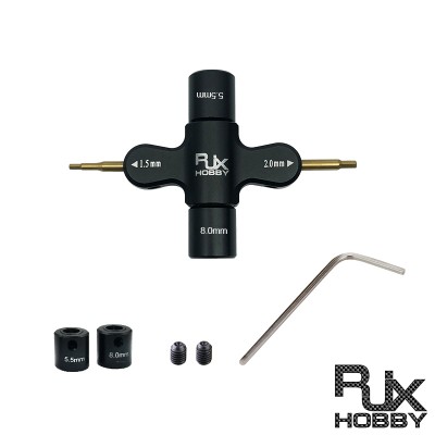 RJX 1Pcs M3 M5 Metal Quad Wrench & 1.5mm 2mm Hex Screwdriver Replacement Sleeve for RC Car FPV Motor Nuts Prop Releasing