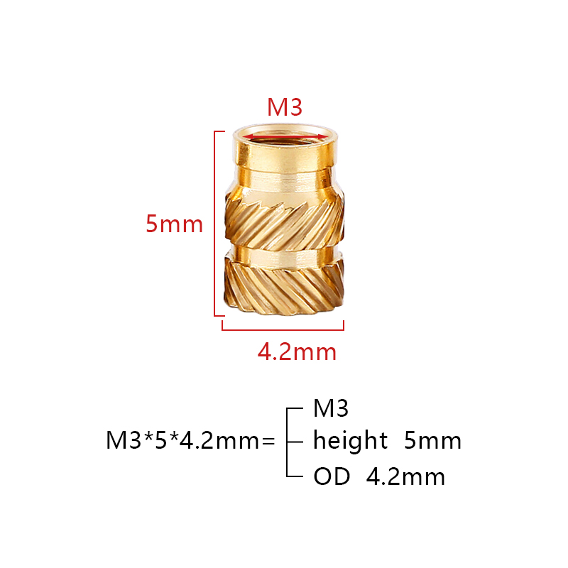 RJX 100pcs M3 Brass Insert Nuts Hot Melt Molding Copper Heat Inserting Thread Embedded Knurled Injection Nut