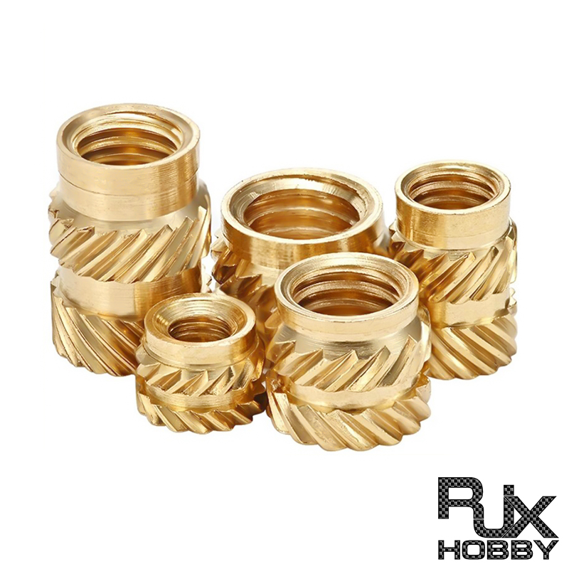 RJX 100pcs M2 Brass Insert Nuts Hot Melt Molding Copper Heat Inserting Thread Embedded Knurled Injection Nut