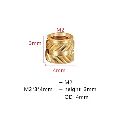 RJX 100pcs M2 Brass Insert Nuts Hot Melt Molding Copper Heat Inserting Thread Embedded Knurled Injection Nut